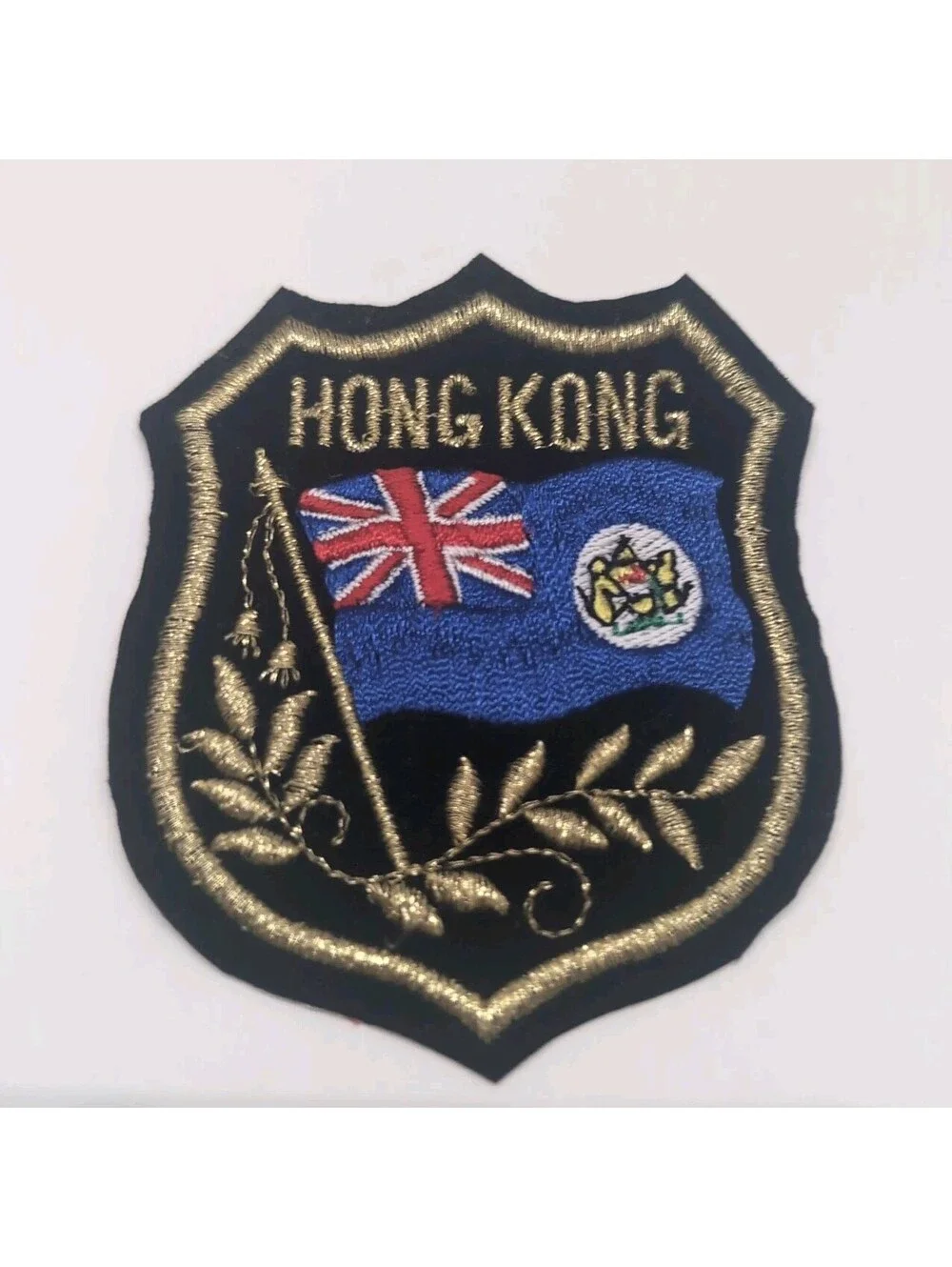 Vintage Hong Kong British Flag Embroidered Patch 80s 90s Pristine Condition NEW